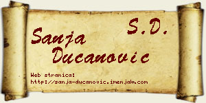 Sanja Ducanović vizit kartica